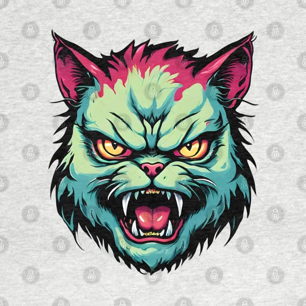 Angry Cat Monster Head by FooVector